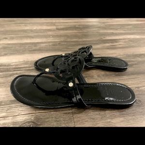 Tory Burch Black Patent Leather Miller Sandals